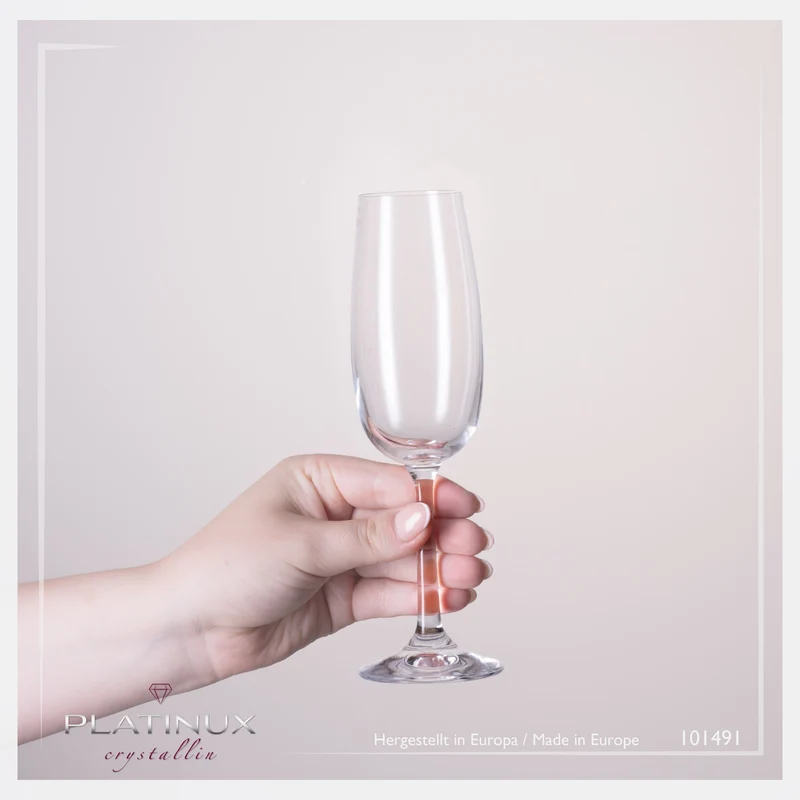 PLATINUX Sektgläser 150ml (max. 180ml) Sektkelche aus Crystalline Glas Set 6-Teilig Spülmaschinenfest