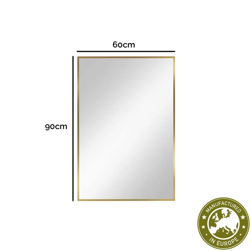 Spiegel rechteckig 'Er' | 60 x 90 x 0,4 cm | Gold, Silber, Schwarz oder Weiß | Manufactured in Europe