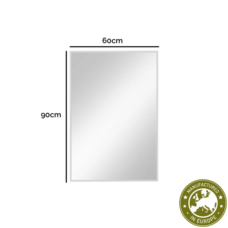 Spiegel rechteckig 'Er' | 60 x 90 x 0,4 cm | Gold, Silber, Schwarz oder Weiß | Manufactured in Europe