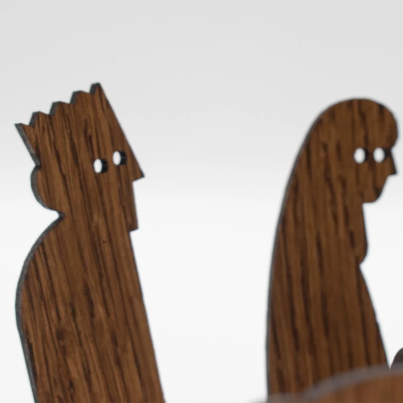Moderne Holzkrippe ‘Einfach Weihnachten’ | 10-teilig | Eiche furniert | zum Zusammenstecken | Made in Germany