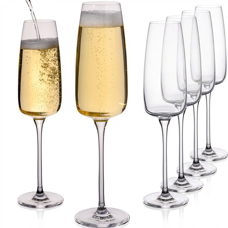 IMPERIAL glass eckige Sektgläser 270ml 6er Set aus Crystalline Glas "Milano" spülmaschinenfest