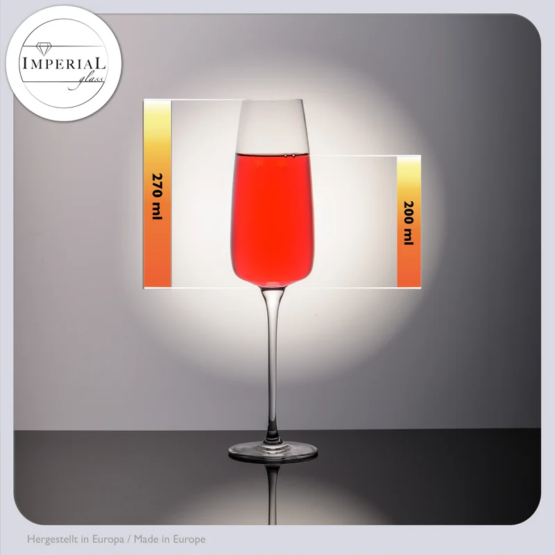 IMPERIAL glass eckige Sektgläser 270ml 6er Set aus Crystalline Glas "Milano" spülmaschinenfest