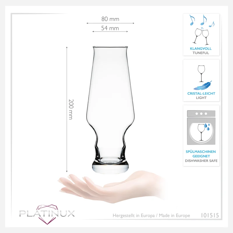 PLATINUX Hohe Biergläser 400ml (max. 490ml) Set 6-Teilig Weizengläser 0,4L