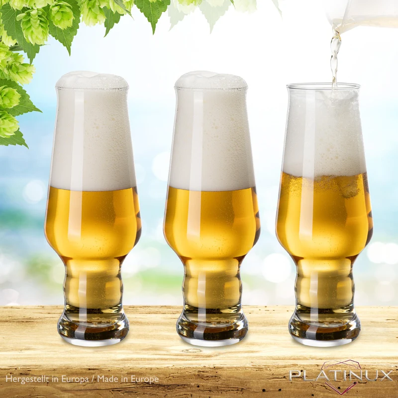 PLATINUX Hohe Biergläser 400ml (max. 490ml) Set 6-Teilig Weizengläser 0,4L