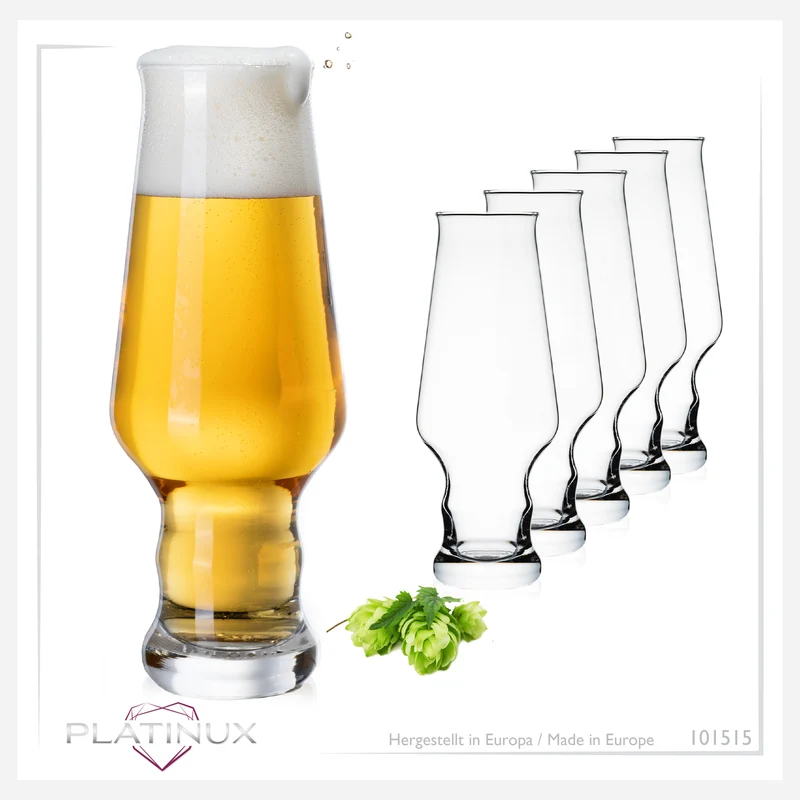 PLATINUX Hohe Biergläser 400ml (max. 490ml) Set 6-Teilig Weizengläser 0,4L