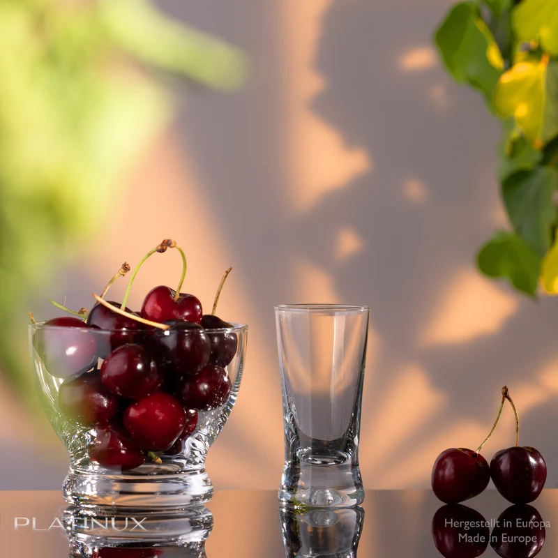 PLATINUX Shotgläser 50ml 5cl X-Form Set 6-Teilig Pinnchen aus Glas Serie "CrossLine" Spülmaschinenfest