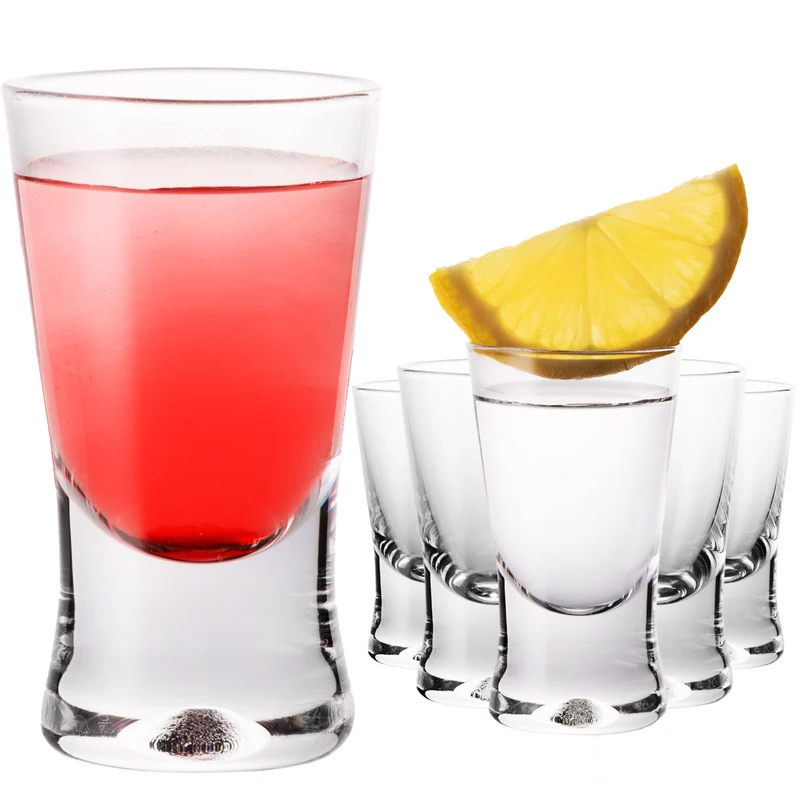 PLATINUX Shotgläser 25ml 2,5cl X-Form Set 6-Teilig Pinnchen aus Glas Serie "CrossLine" Spülmaschinenfest