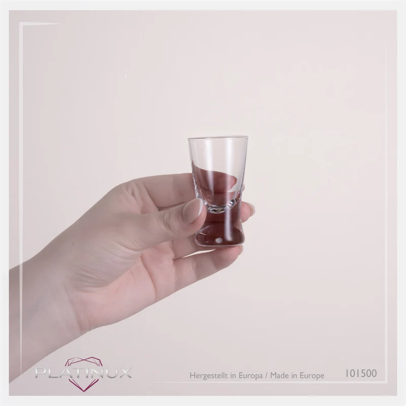 PLATINUX Shotgläser 25ml 2,5cl X-Form Set 6-Teilig Pinnchen aus Glas Serie "CrossLine" Spülmaschinenfest