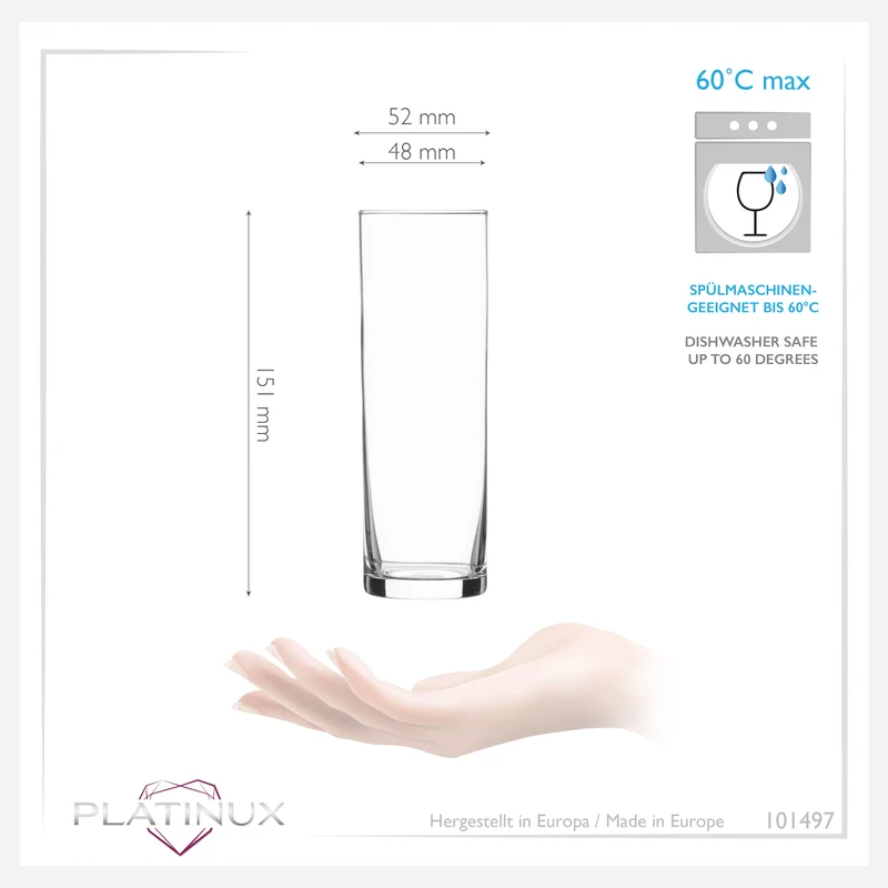 PLATINUX Hohe Biergläser 200ml (max. 240ml) Set 6-Teilig Bierstangen aus Glas Kölschglas