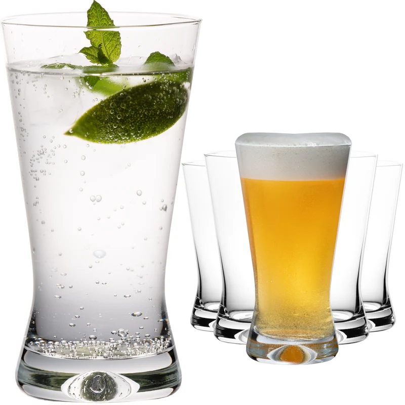 PLATINUX Trinkgläser 300ml Biergläser X-Form Set 6-Teilig aus Glas Serie "CrossLine" Spülmaschinenfest