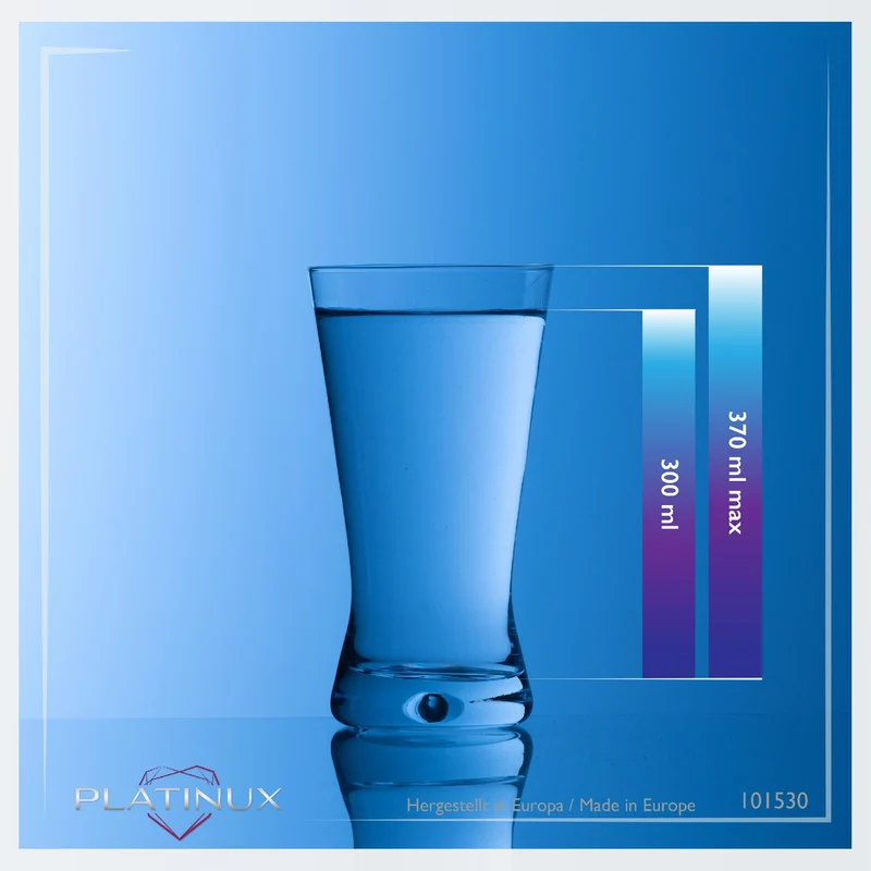 PLATINUX Trinkgläser 300ml Biergläser X-Form Set 6-Teilig aus Glas Serie "CrossLine" Spülmaschinenfest