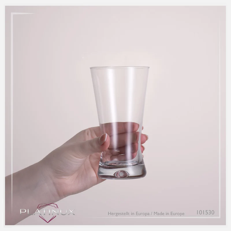 PLATINUX Trinkgläser 300ml Biergläser X-Form Set 6-Teilig aus Glas Serie "CrossLine" Spülmaschinenfest