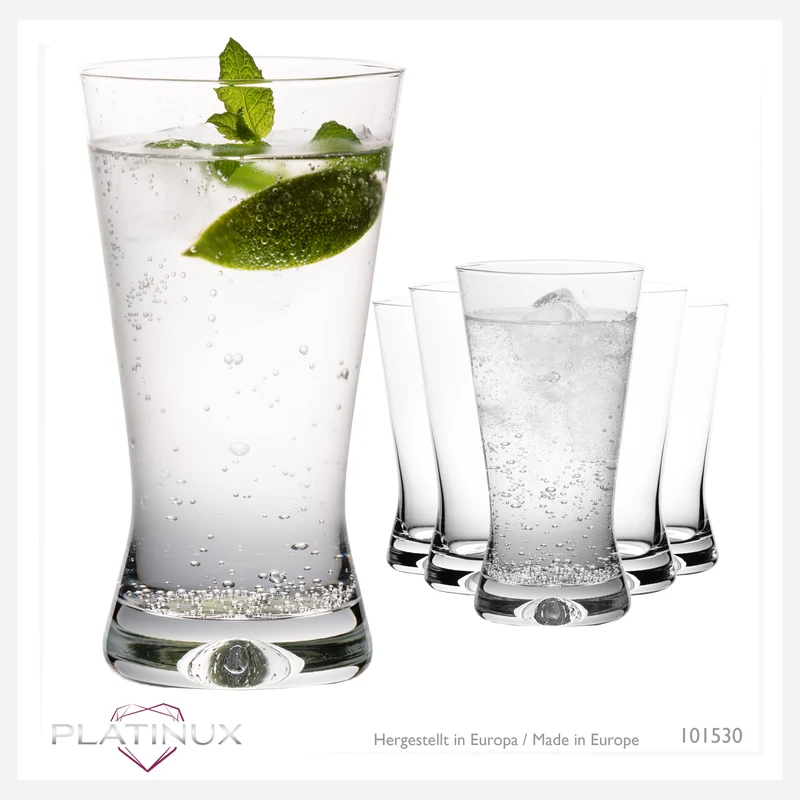 PLATINUX Trinkgläser 300ml Biergläser X-Form Set 6-Teilig aus Glas Serie "CrossLine" Spülmaschinenfest