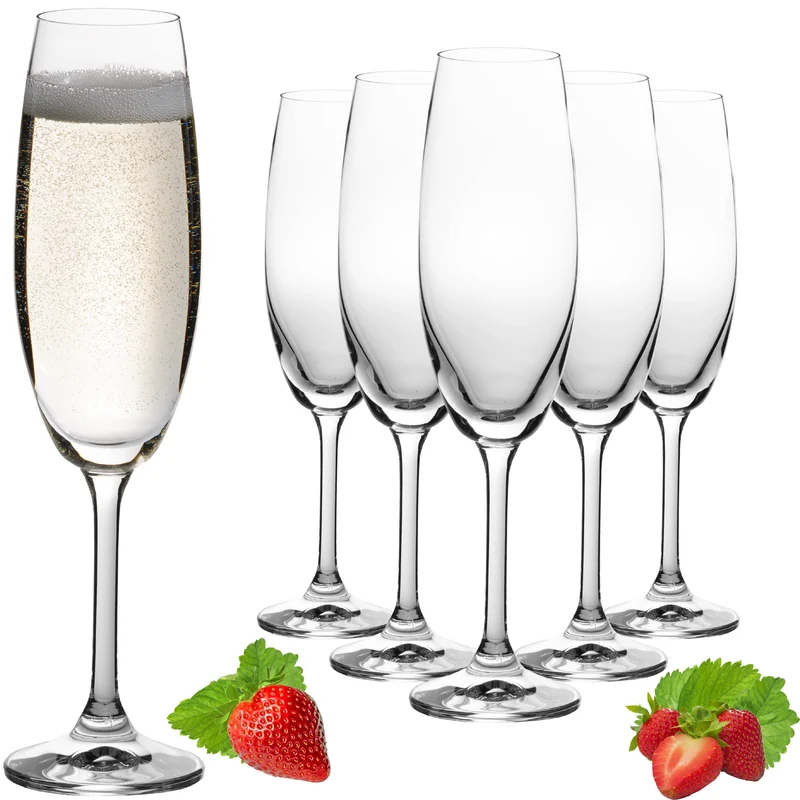 PLATINUX Sektgläser 170ml (max. 200ml) aus Crystalline Glas Set 6-Teilig Spülmaschinenfest