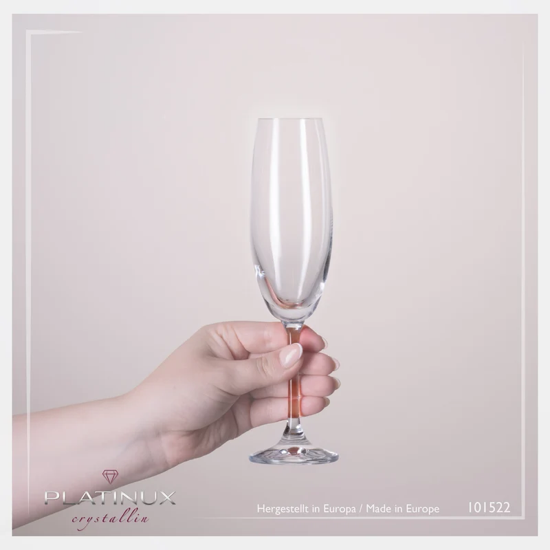 PLATINUX Sektgläser 170ml (max. 200ml) aus Crystalline Glas Set 6-Teilig Spülmaschinenfest