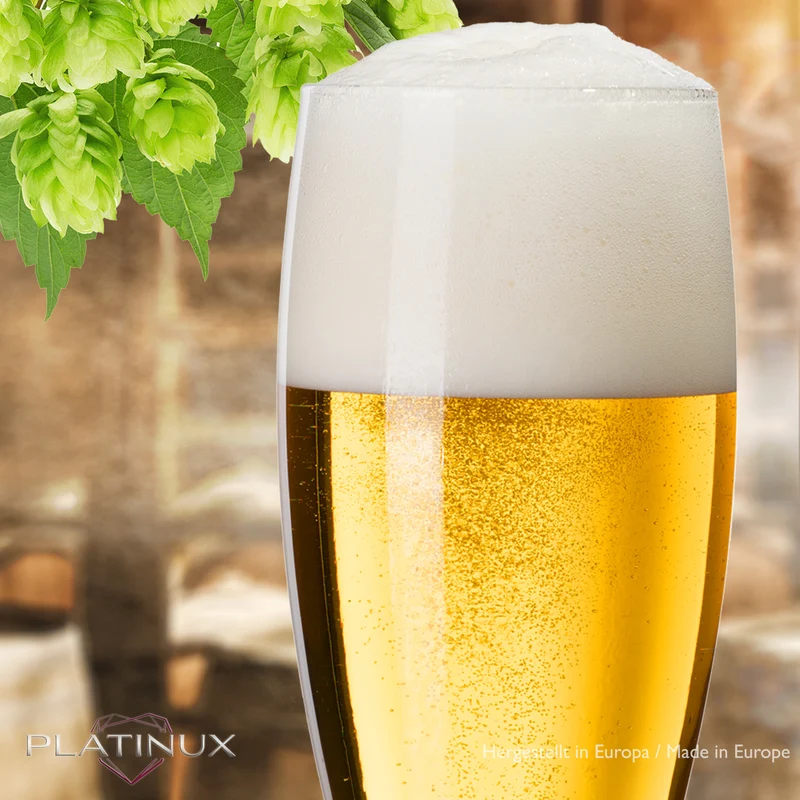 PLATINUX Hohe Biergläser 500ml (max. 600ml) Set 6-Teilig Weizengläser aus Glas 0,5L