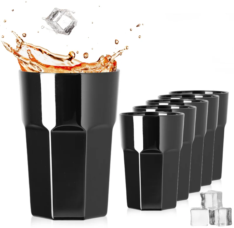PLATINUX Schwarze Trinkgläser aus Glas Set 6-Teilig 210ml (max.270ml)
