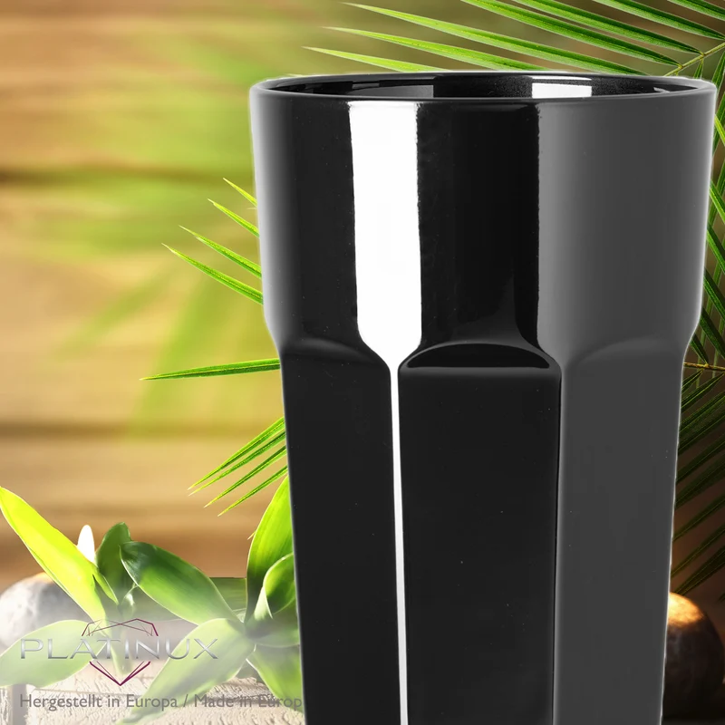 PLATINUX Schwarze Trinkgläser aus Glas Set 6-Teilig 210ml (max.270ml)