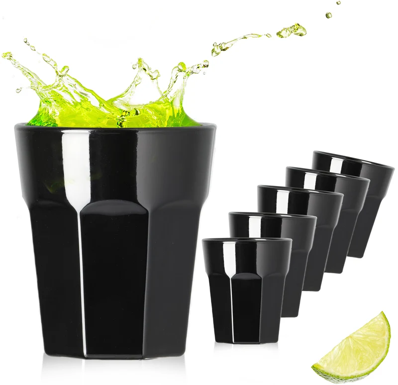 PLATINUX Schwarze Schnapsgläser aus Glas 30ml (max. 40ml) Set 6 Teilig