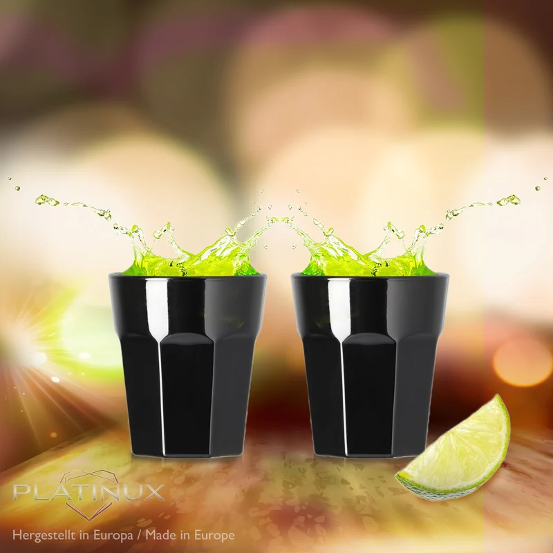 PLATINUX Schwarze Schnapsgläser aus Glas 30ml (max. 40ml) Set 6 Teilig