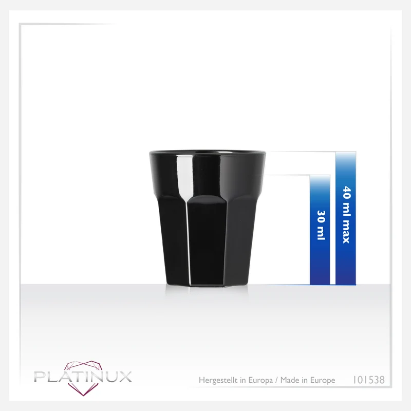 PLATINUX Schwarze Schnapsgläser aus Glas 30ml (max. 40ml) Set 6 Teilig
