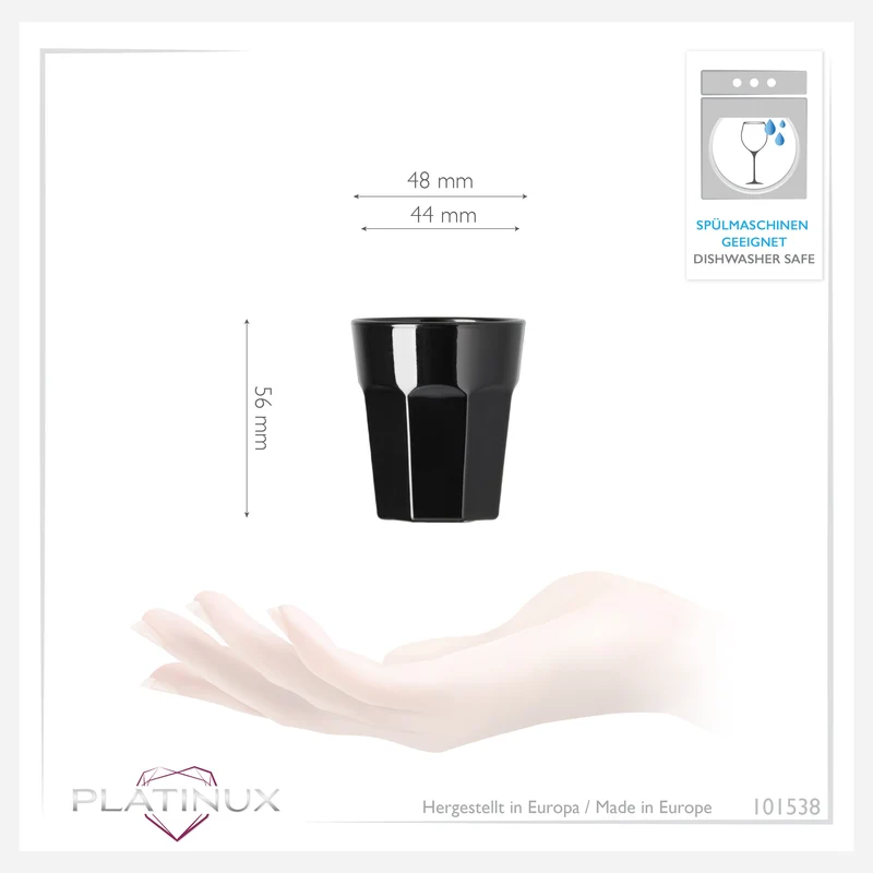 PLATINUX Schwarze Schnapsgläser aus Glas 30ml (max. 40ml) Set 6 Teilig