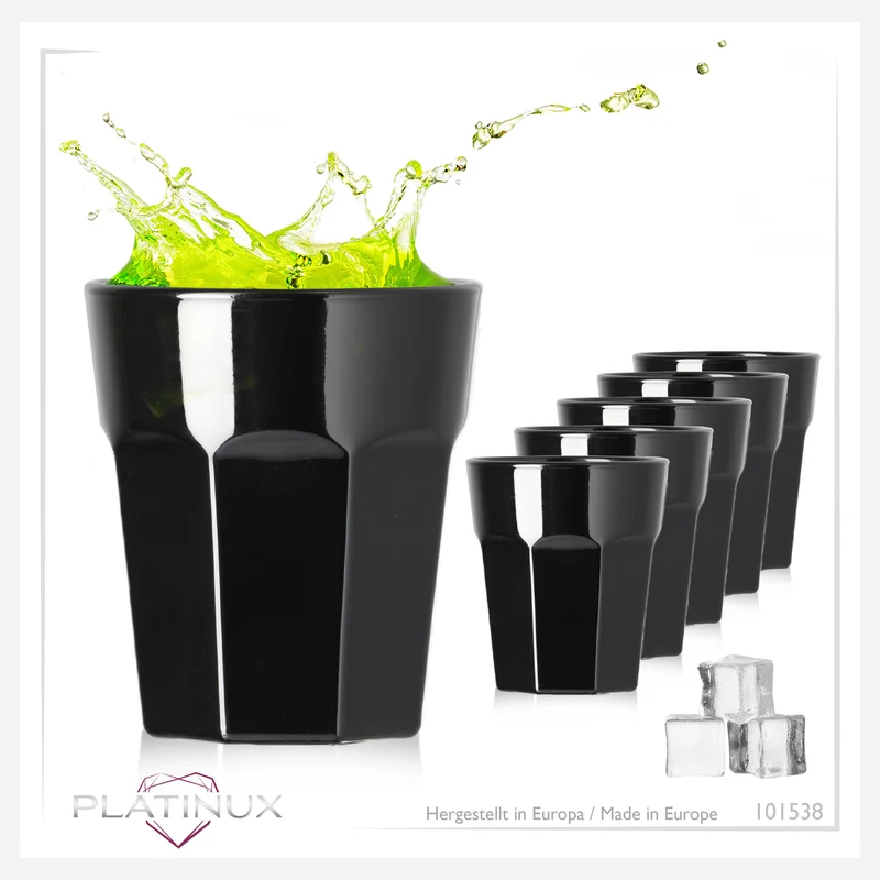 PLATINUX Schwarze Schnapsgläser aus Glas 30ml (max. 40ml) Set 6 Teilig