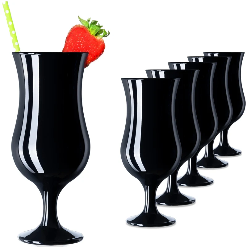 PLATINUX Schwarze Cocktailgläser Set 6 Stück 400ml (max. 470ml)