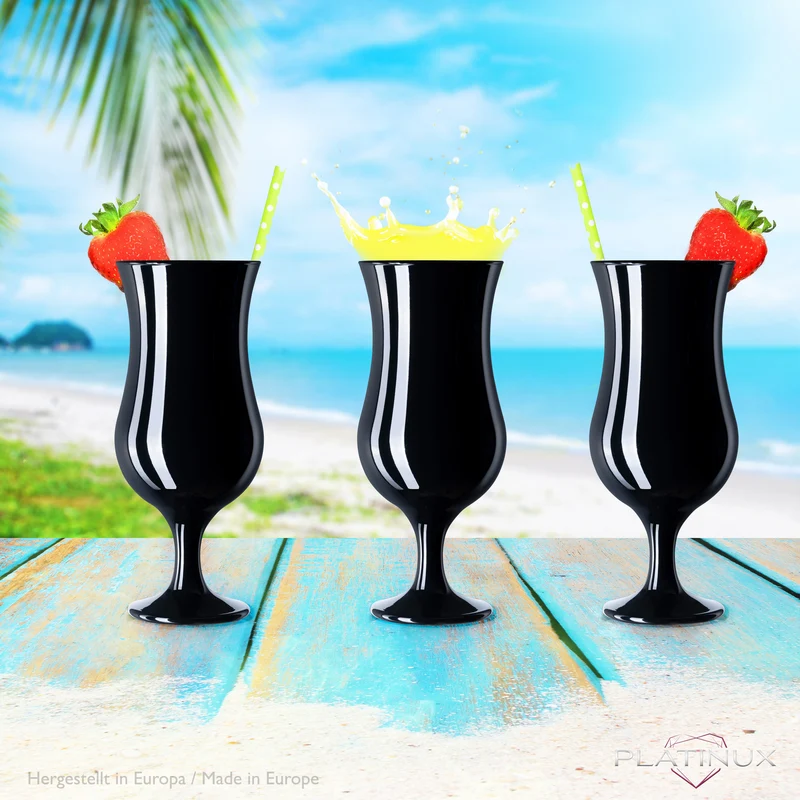 PLATINUX Schwarze Cocktailgläser Set 6 Stück 400ml (max. 470ml)