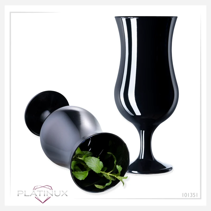 PLATINUX Schwarze Cocktailgläser Set 6 Stück 400ml (max. 470ml)