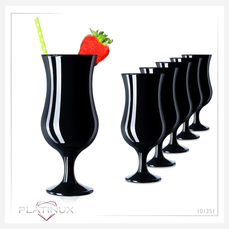 PLATINUX Schwarze Cocktailgläser Set 6 Stück 400ml (max. 470ml)