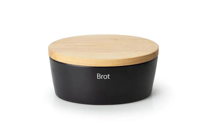 -Continenta- Brottopf oval Keramik mit Holzdeckel, 30x23x13,5cm