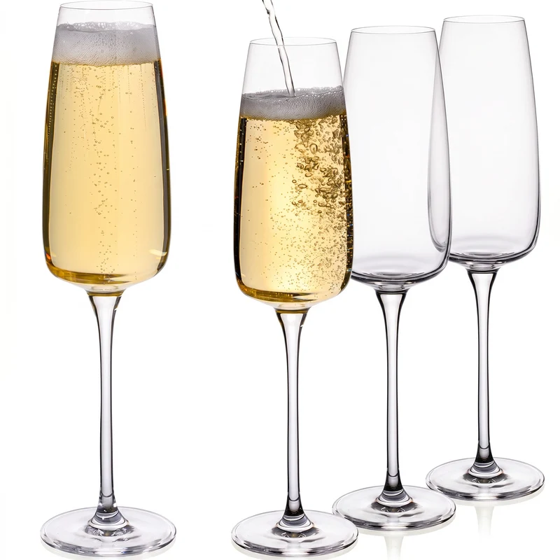 IMPERIAL glass eckige Sektgläser 270ml 4er Set aus Crystalline Glas "Milano" spülmaschinenfest