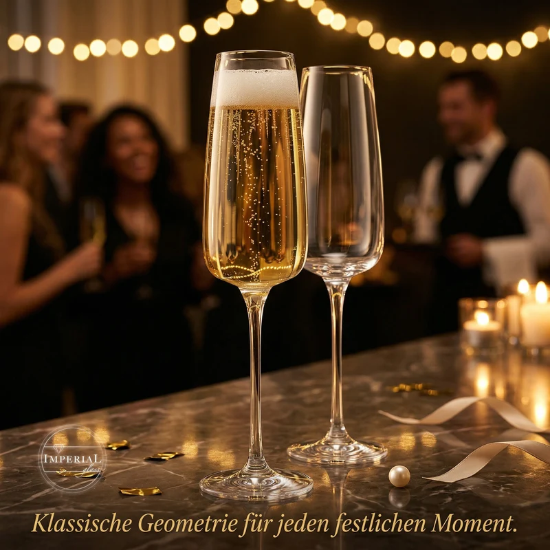 IMPERIAL glass eckige Sektgläser 270ml 4er Set aus Crystalline Glas "Milano" spülmaschinenfest