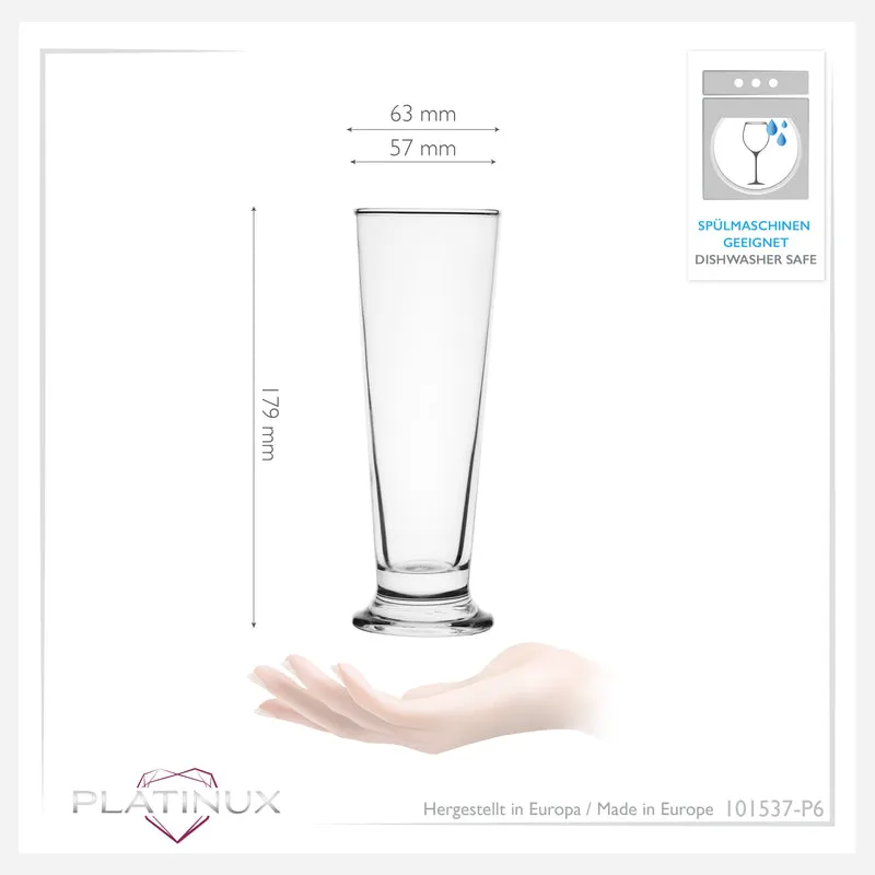 PLATINUX Biergläser Set 6-Teilig aus Glas 220ml (max. 250ml)