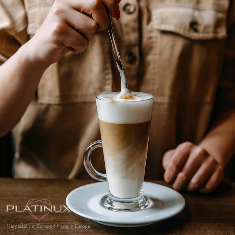 PLATINUX Kaffeegläser mit Henkel 270ml Set 6-Teilig aus Glas