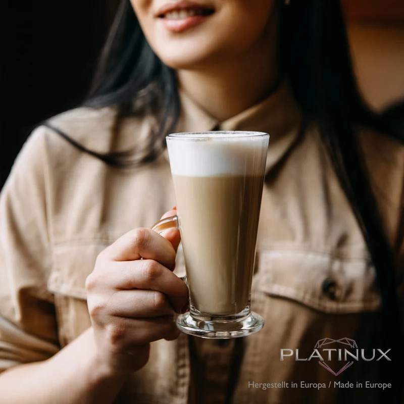 PLATINUX Kaffeegläser mit Henkel 270ml Set 6-Teilig aus Glas