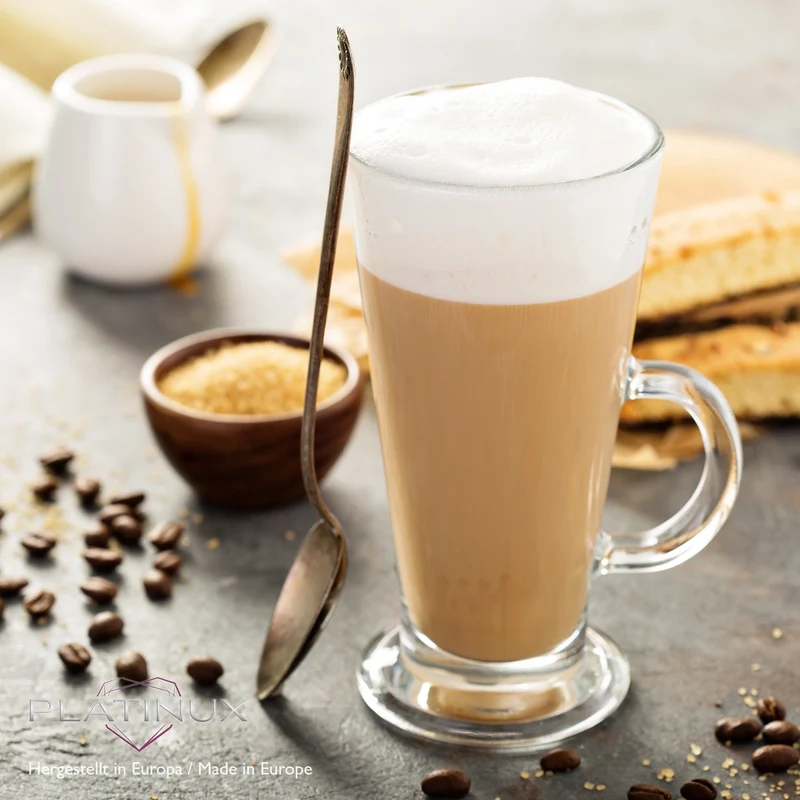 PLATINUX Kaffeegläser mit Henkel 270ml Set 6-Teilig aus Glas