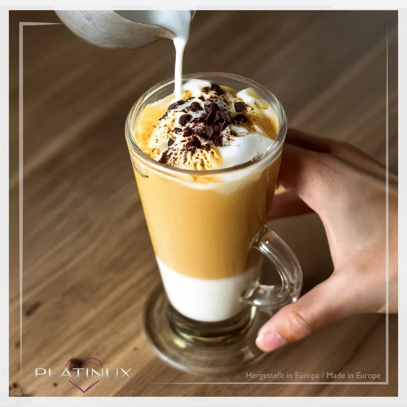PLATINUX Kaffeegläser mit Henkel 270ml Set 6-Teilig aus Glas