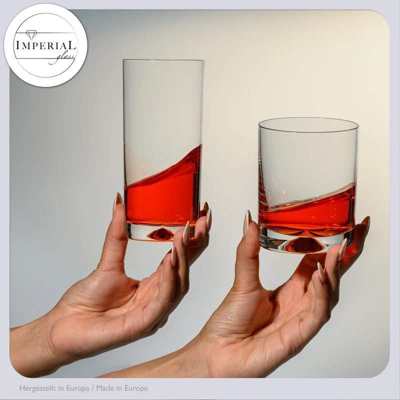 IMPERIAL glass Trinkgläser Set 12-teilig 420ml & 360ml bleifreies Crystalline Glas spülmaschinenfest