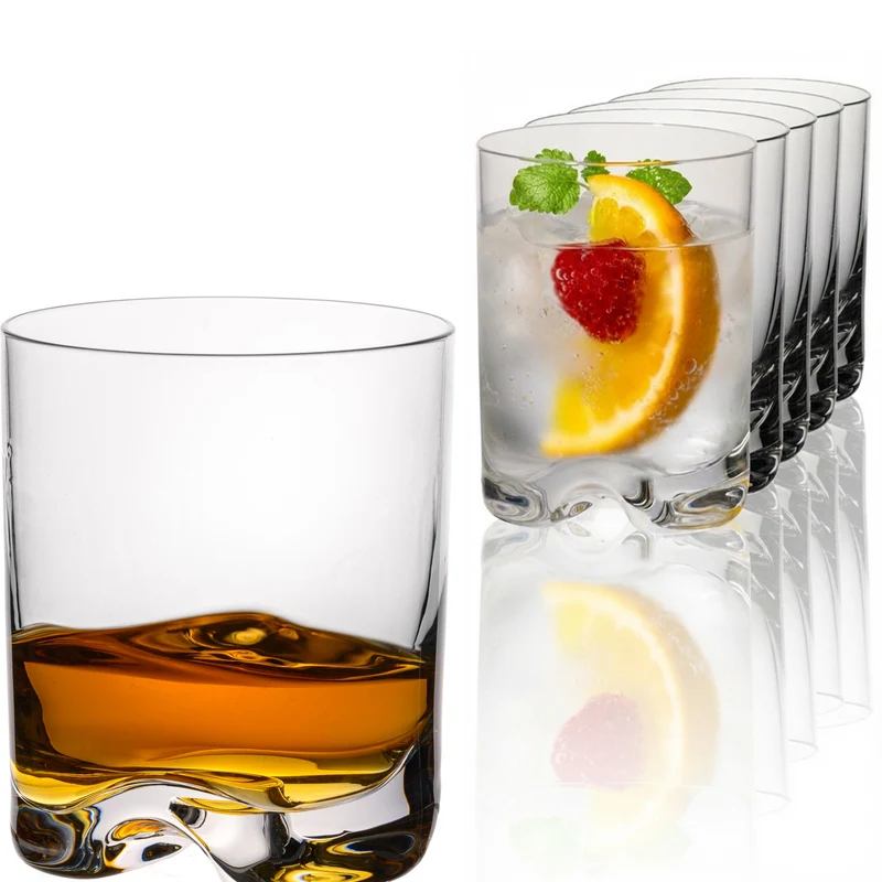 IMPERIAL glass Trinkgläser 6er Set 370ml Crystalline Glas spülmaschinenfest mit gewelltem Boden