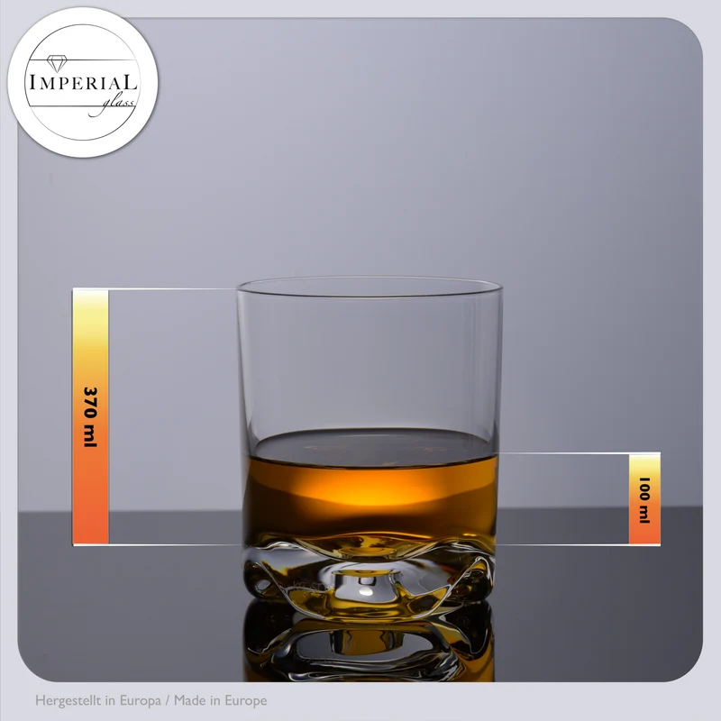 IMPERIAL glass Trinkgläser 2er Set 370ml Crystalline Glas spülmaschinenfest mit gewelltem Boden