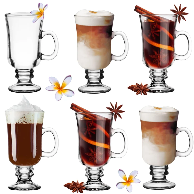 PLATINUX Irish Coffee Gläser Set mit Henkel 230ml 6-Teilig Glas