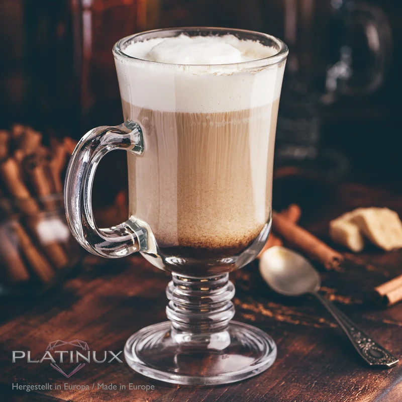 PLATINUX Irish Coffee Gläser Set mit Henkel 230ml 6-Teilig Glas