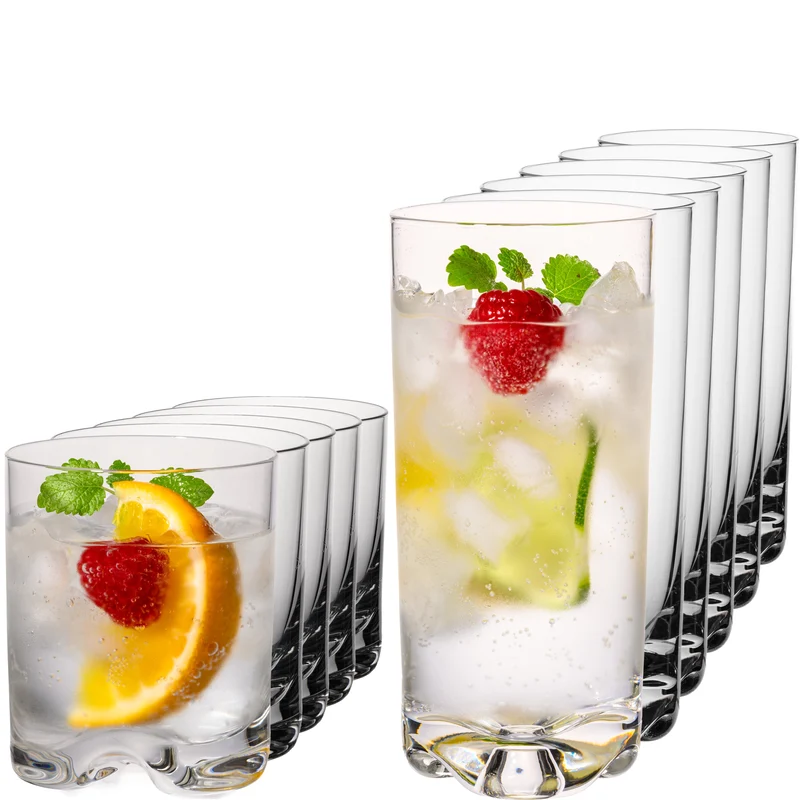 IMPERIAL glass Trinkgläser Set 12 Teilig 400ml & 370ml aus Crystalline Glas spülmaschinenfest mit geformtem Boden