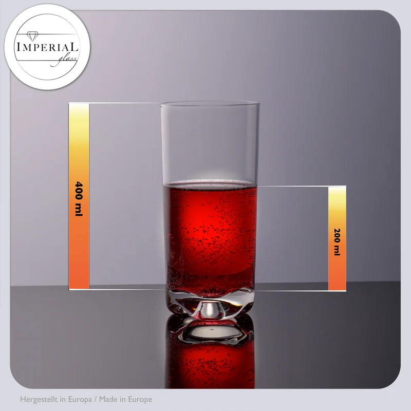 IMPERIAL glass Trinkgläser Set 12 Teilig 400ml & 370ml aus Crystalline Glas spülmaschinenfest mit geformtem Boden