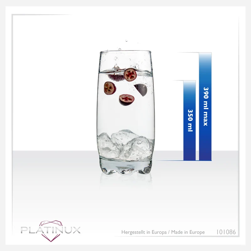 PLATINUX Trinkgläser Set 6 Teilig 350ml geformter Boden