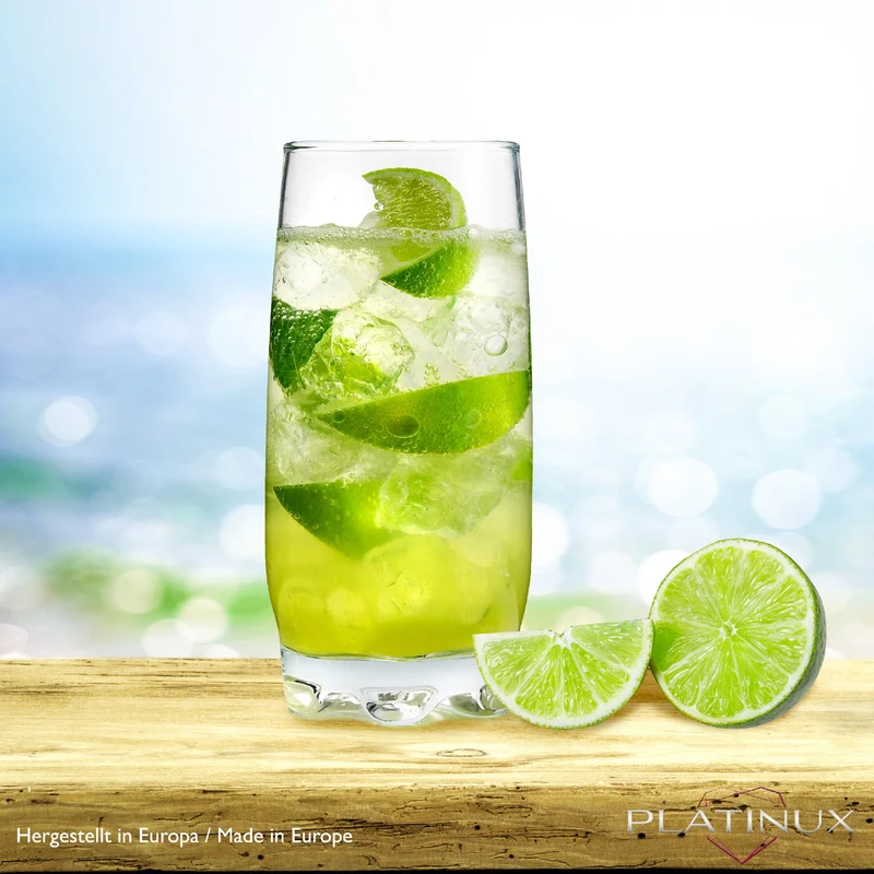 PLATINUX Trinkgläser Set 6 Teilig 350ml geformter Boden
