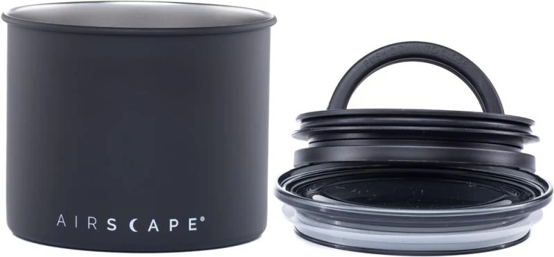 Kaffeedose klein, schwarz matt, Edelstahl für 250gr.