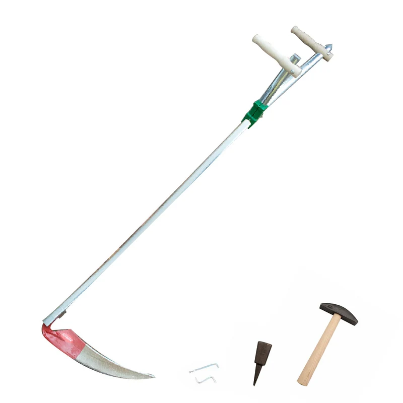 Set Streu-, Staudensense inkl. Dengelhammer und -Amboss - Sensenblatt 45 cm - Metall-Wurf 150 cm